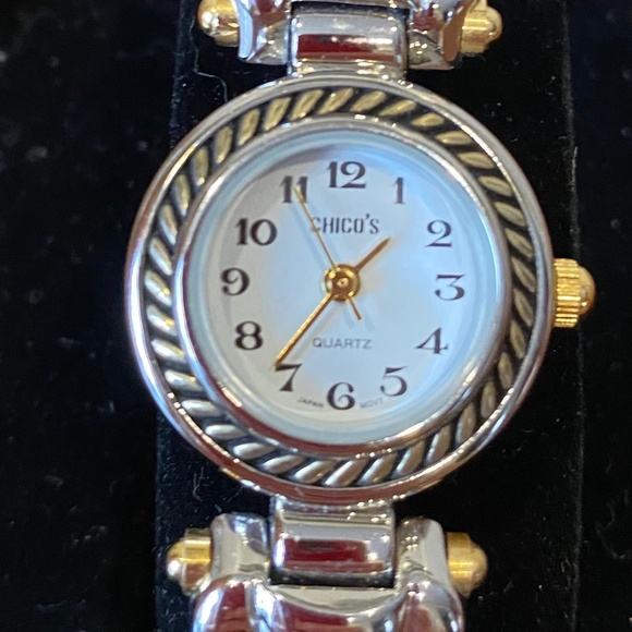 Chico's Vintage 2 Tone Cuff Bracelet Watch - Picture 3 of 5